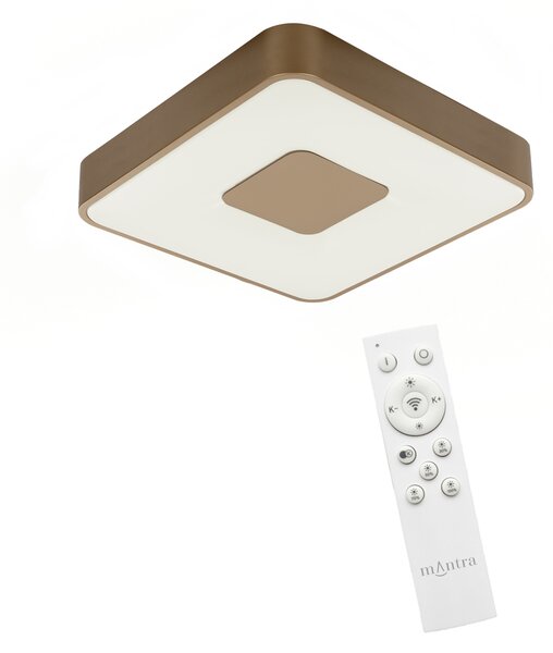 Mantra 7927 Coin Square, zlatohědé stropní svítidlo s dálkovým ovladačem LED 56W 2700K-5000K, 34x34cm
