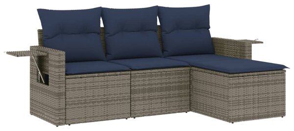 4dílná zahradní sedací souprava s polštáři šedá polyratan 3220070