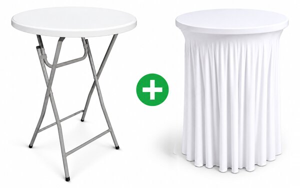 Skládaný strečový potah na bistro stolek Ø80 cm, výška 110 cm – 3 barvy barva Černá