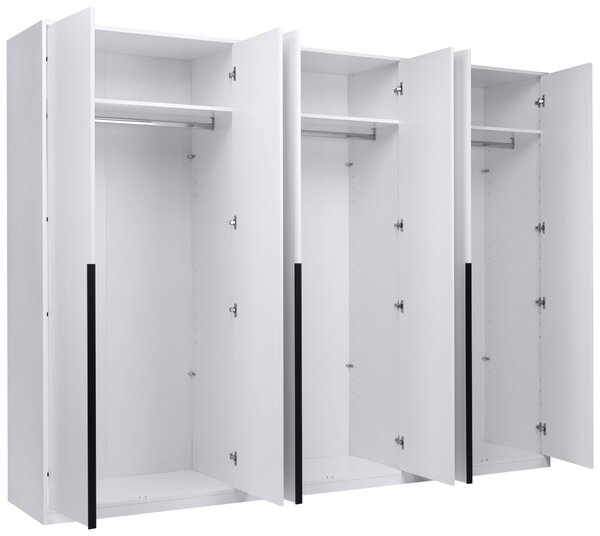 ŠATNÍ SKŘÍŇ S OTOČNÝMI DVEŘMI, bílá, 276/211/53 cm P & B - Šatní skříně, Online Only