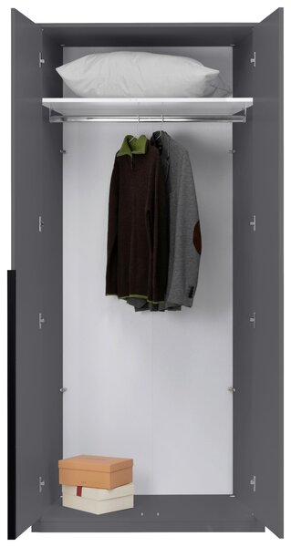 ŠATNÍ SKŘÍŇ S OTOČNÝMI DVEŘMI, barvy grafitu, 93/211/53 cm P & B - Šatní skříně, Online Only
