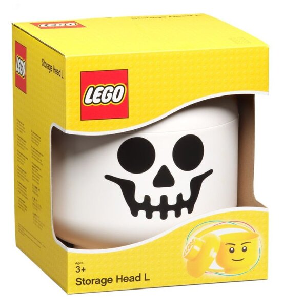 Bílý úložný box ve tvaru hlavy LEGO® Skeleton 27 cm