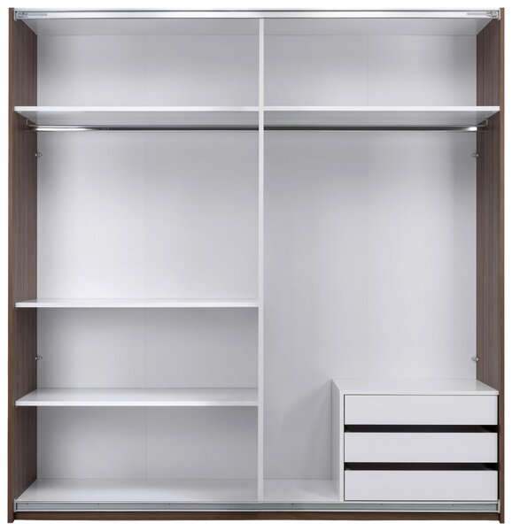 ŠATNÍ SKŘÍŇ S POSUVNÝMI DVEŘM, barvy vlašských ořechů, 200/211,5/61,5 cm P & B - Šatní skříně, Online Only