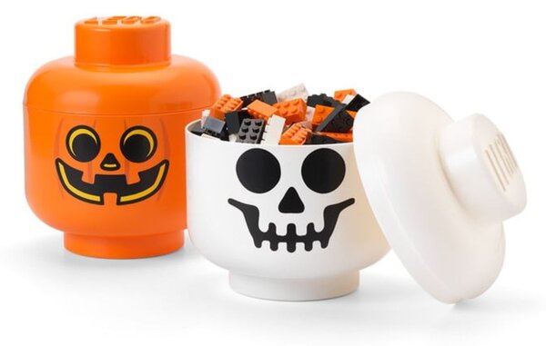 Bílý úložný box ve tvaru hlavy LEGO® Skeleton 27 cm