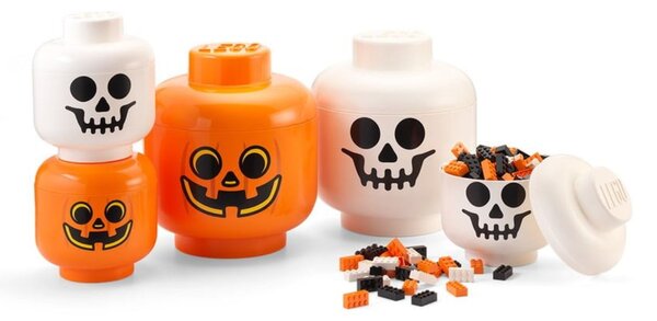Bílý úložný box ve tvaru hlavy LEGO® Skeleton 27 cm