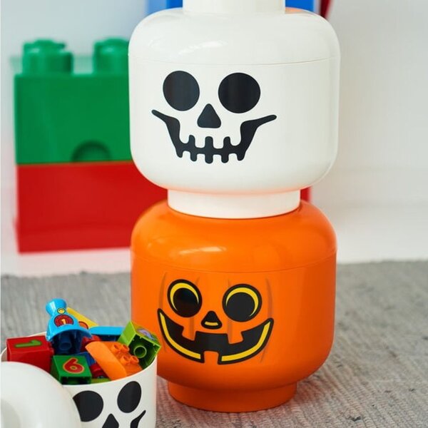 Bílý úložný box ve tvaru hlavy LEGO® Skeleton 27 cm