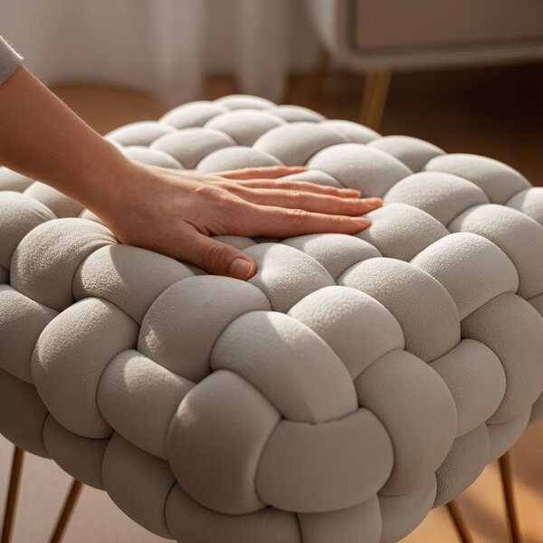 Ak furniture Taburet Dotty krémový