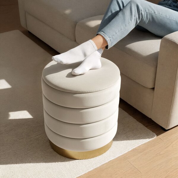 Ak furniture Taburet Luna krémový