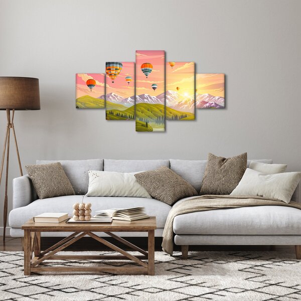 Obraz balónů nad krajinou (125x70 cm)