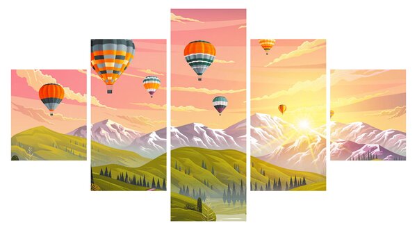 Obraz balónů nad krajinou (125x70 cm)