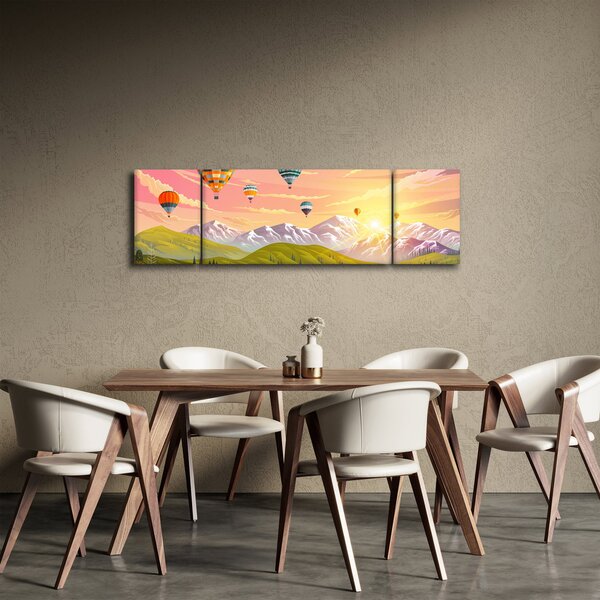 Obraz balónů nad krajinou (170x50 cm)