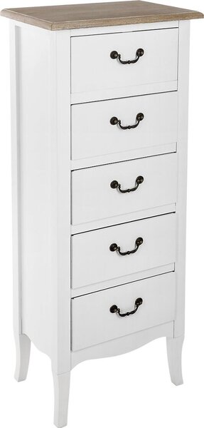 Atmosphera | Komoda - Bílá - 5 zásuvek - Elegantní design - Funknost a styl - Bílý píborník