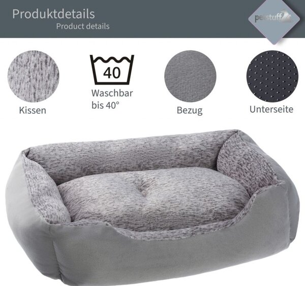 Petstuff Pelíšek pro psa, velikost S, 50 x 40 x 17 cm, šedý