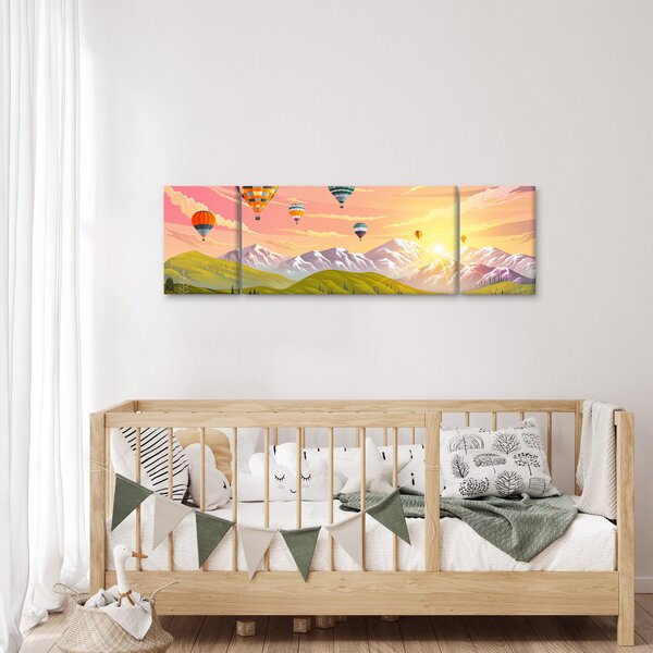 Obraz balónů nad krajinou (170x50 cm)