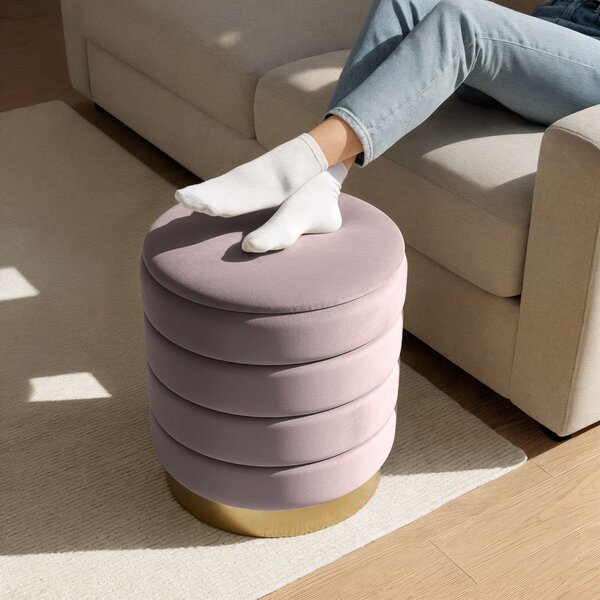 Ak furniture Taburet Luna růžový