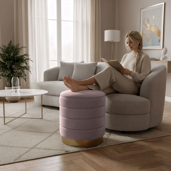 Ak furniture Taburet Luna růžový