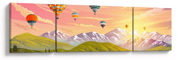 Obraz balónů nad krajinou (170x50 cm)