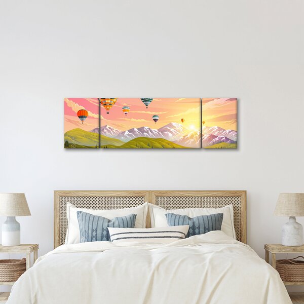 Obraz balónů nad krajinou (170x50 cm)