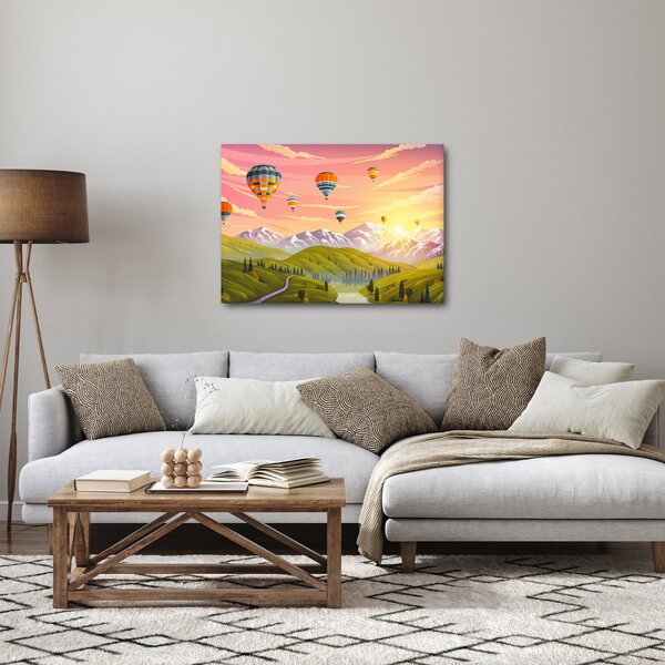 Obraz balónů nad krajinou (70x50 cm)