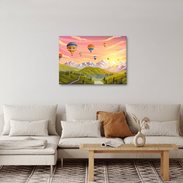 Obraz balónů nad krajinou (70x50 cm)