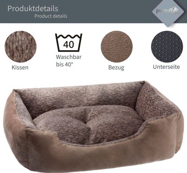Petstuff Pelíšek pro psa, velikost M, 65 x 48 x 19 cm, hnědý