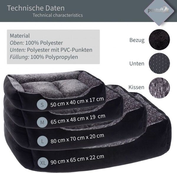 Petstuff Pelíšek pro psa, velikost S, 50 x 40 x 17 cm, černý