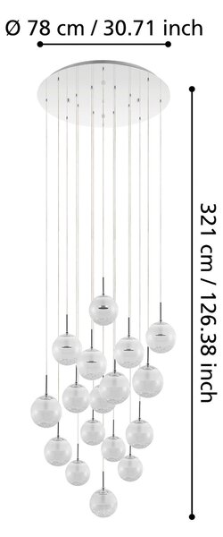 KŘIŠŤÁLOVÉ ZÁVĚSNÉ SVÍTIDLO, 78/320 cm Eglo
