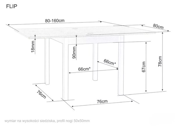 Rozkládací jídelní stůl FLIP 80(160)X80 cm, dub Cremona Torro/kašmír