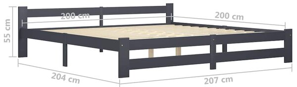 Rám postele bez matrace Tmavě šedý masiv borovice 200x200 cm 322025