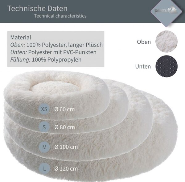 Petstuff Pelíšek pro psa, kulatý, béžový, 60 cm