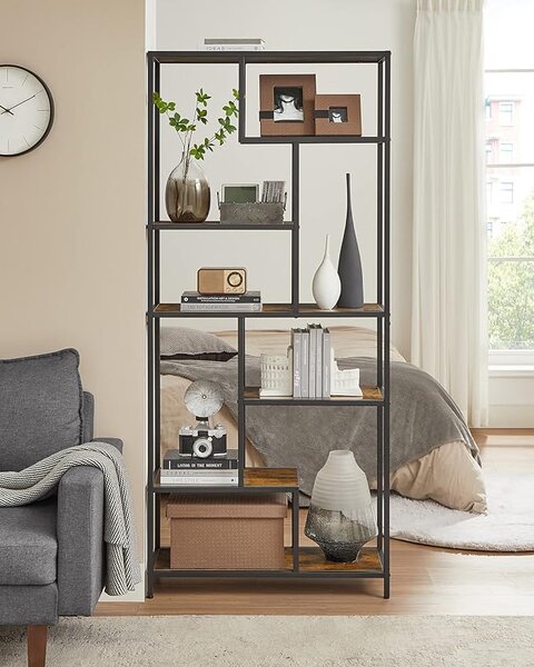 Designová knihovna TAYLOR 180x80 cm, rustikálně hnědá