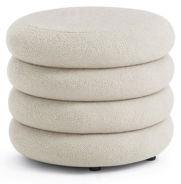 Ak furniture Taburet Mollis bouclé bílý