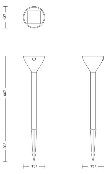 Kyna solární stojanová zahradní lampa 3,8W 27K černá se senzorem