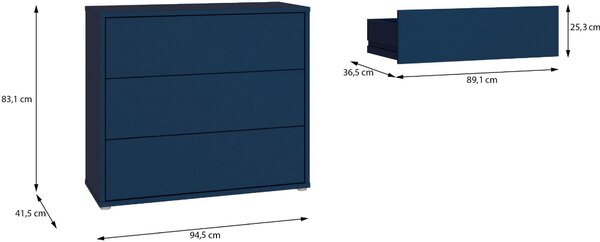 KOMODA, tmavě modrá, 95/83/42 cm Carryhome - Online Only noční stolky, Online Only