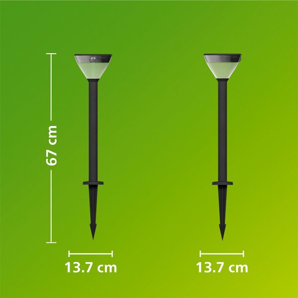 Kyna solární stojanová zahradní lampa 3,8W 27K černá se senzorem