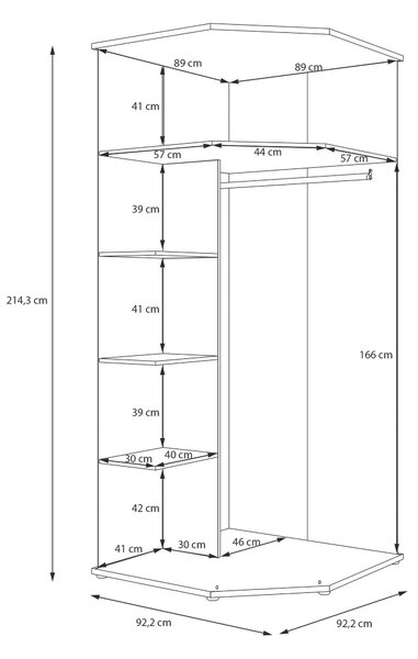 ROHOVÁ ŠATNÍ SKŘÍŇ, bílá, 92/214/92 cm Carryhome - Šatní skříně, Online Only