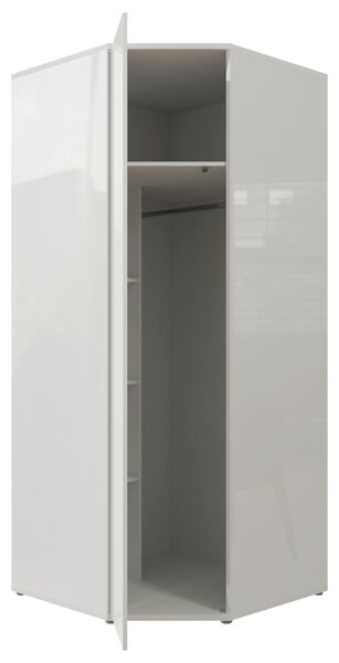 ROHOVÁ ŠATNÍ SKŘÍŇ, bílá, vysoce lesklá bílá, 92/214/92 cm Carryhome - Šatní skříně, Online Only