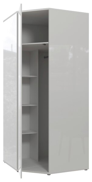 ROHOVÁ ŠATNÍ SKŘÍŇ, bílá, vysoce lesklá bílá, 92/214/92 cm Carryhome - Šatní skříně, Online Only