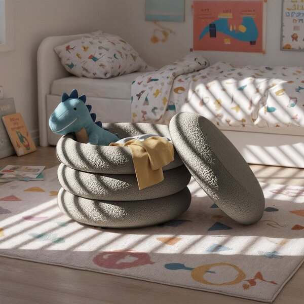 Ak furniture Taburet Mollis bouclé moka