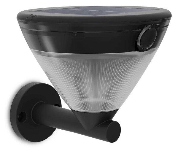 Kyna solární nástěnná zahradní lampa 3,8W 27K černá se senzorem