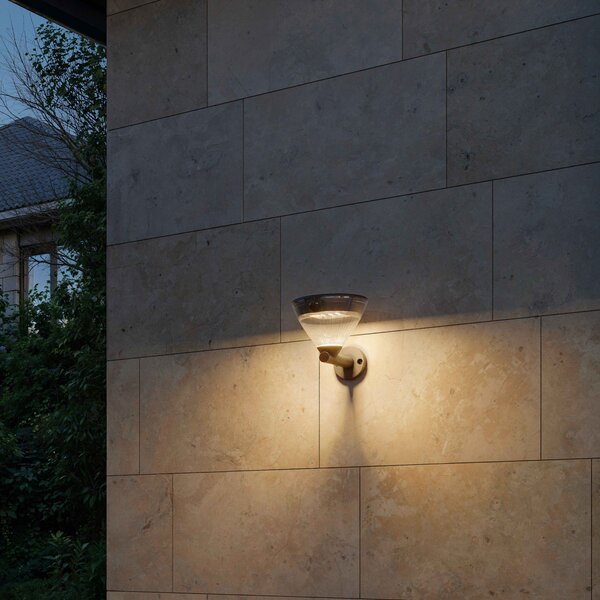 Kyna solární nástěnná zahradní lampa 3,8W 27K černá se senzorem