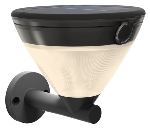 Kyna solární nástěnná zahradní lampa 3,8W 27K černá se senzorem