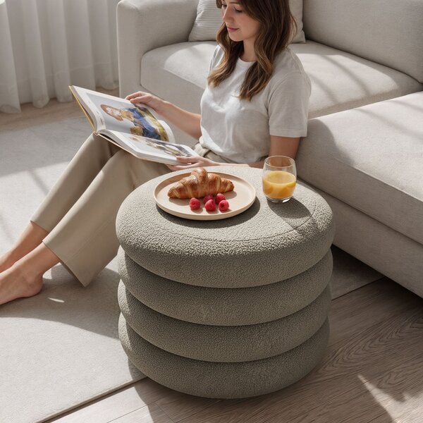 Ak furniture Taburet Mollis bouclé moka