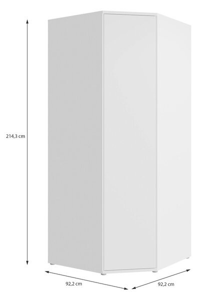 ROHOVÁ ŠATNÍ SKŘÍŇ, bílá, 92/214/92 cm Carryhome - Šatní skříně, Online Only