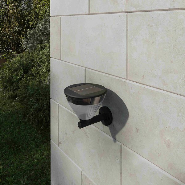 Kyna solární nástěnná zahradní lampa 3,8W 27K černá se senzorem