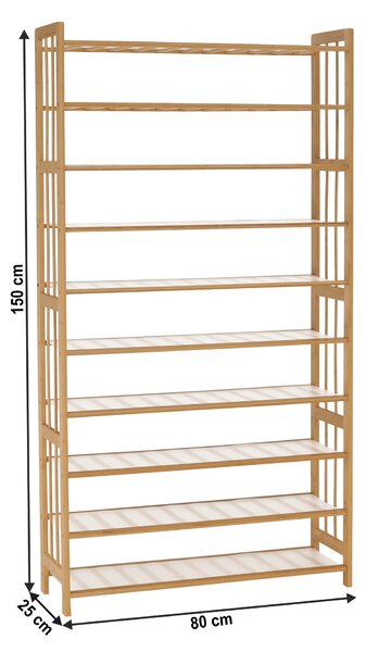 KONDELA Botník, 10-řadový, bambus, VERTO