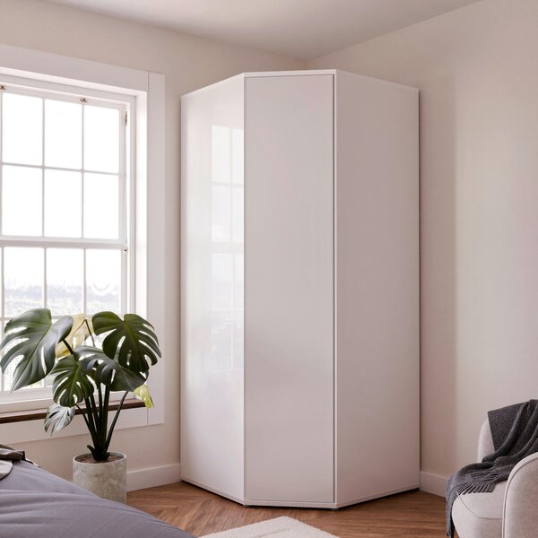 ROHOVÁ ŠATNÍ SKŘÍŇ, bílá, vysoce lesklá bílá, 92/214/92 cm Carryhome - Šatní skříně, Online Only