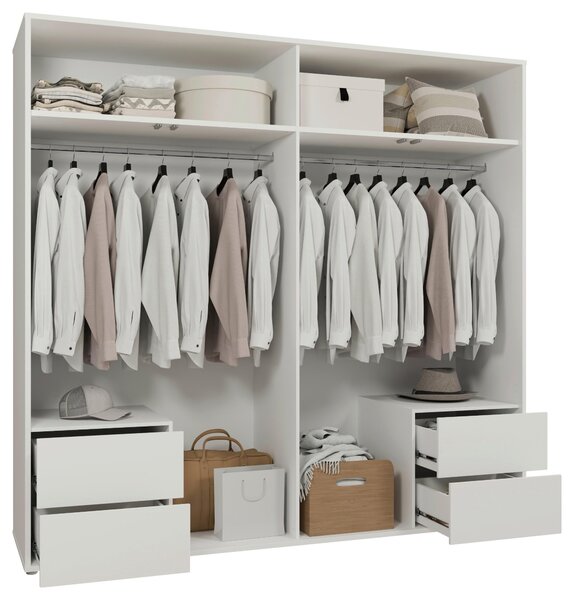 ŠATNÍ SKŘÍŇ S OTOČNÝMI DVEŘMI, bílá, 224/214/60 cm Carryhome - Šatní skříně, Online Only