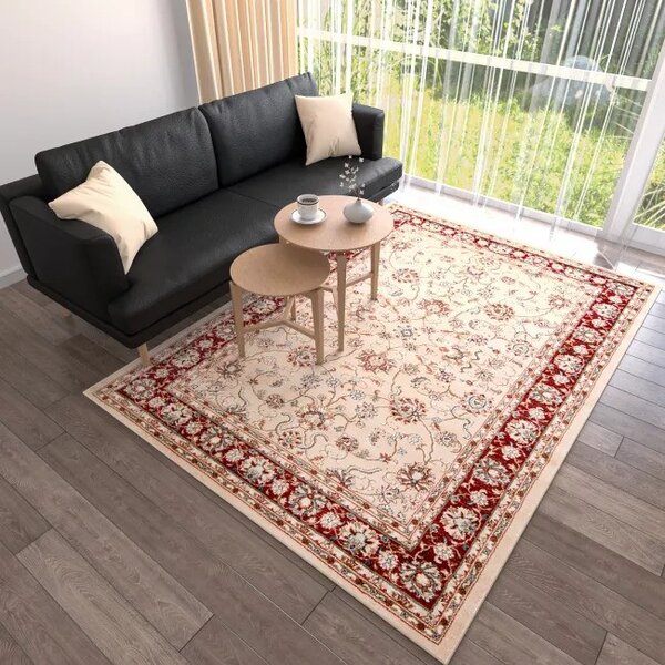 Makro Abra Kusový koberec klasický NEMRUT L423A Světle Béžový Krémový Červený Rozměr: 80x200 cm