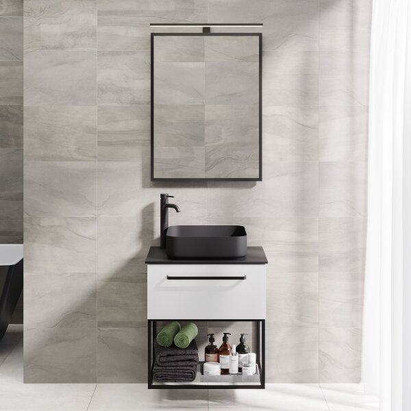 Koupelnové zrcadlo BORGSTED 60x80 cm černá